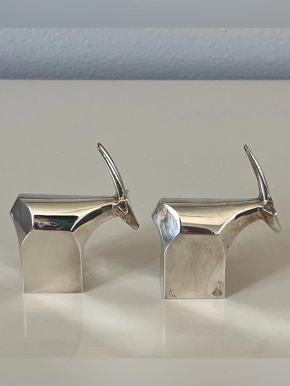 Dansk Designs Japan Safari Gazelle Silver plate Paperweights set of 2 vintage